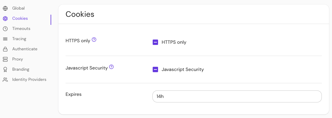 Configure Cookie HTTP only in the Console